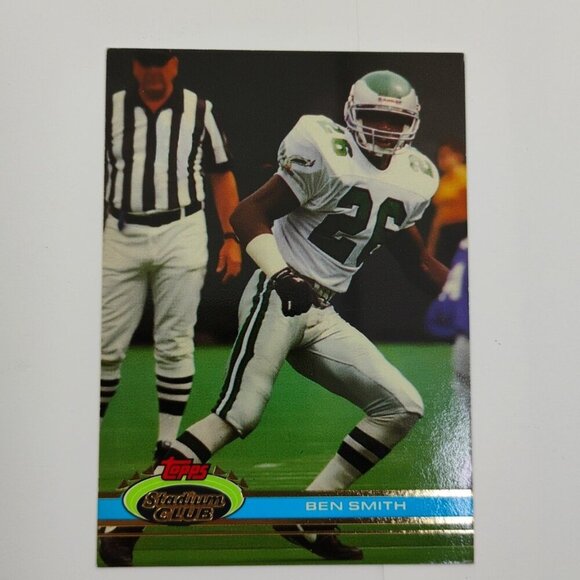 1991 Topps Stadium Club Football Card Ben Smith Philadelphia Eagles #424 - Picture 1 of 7